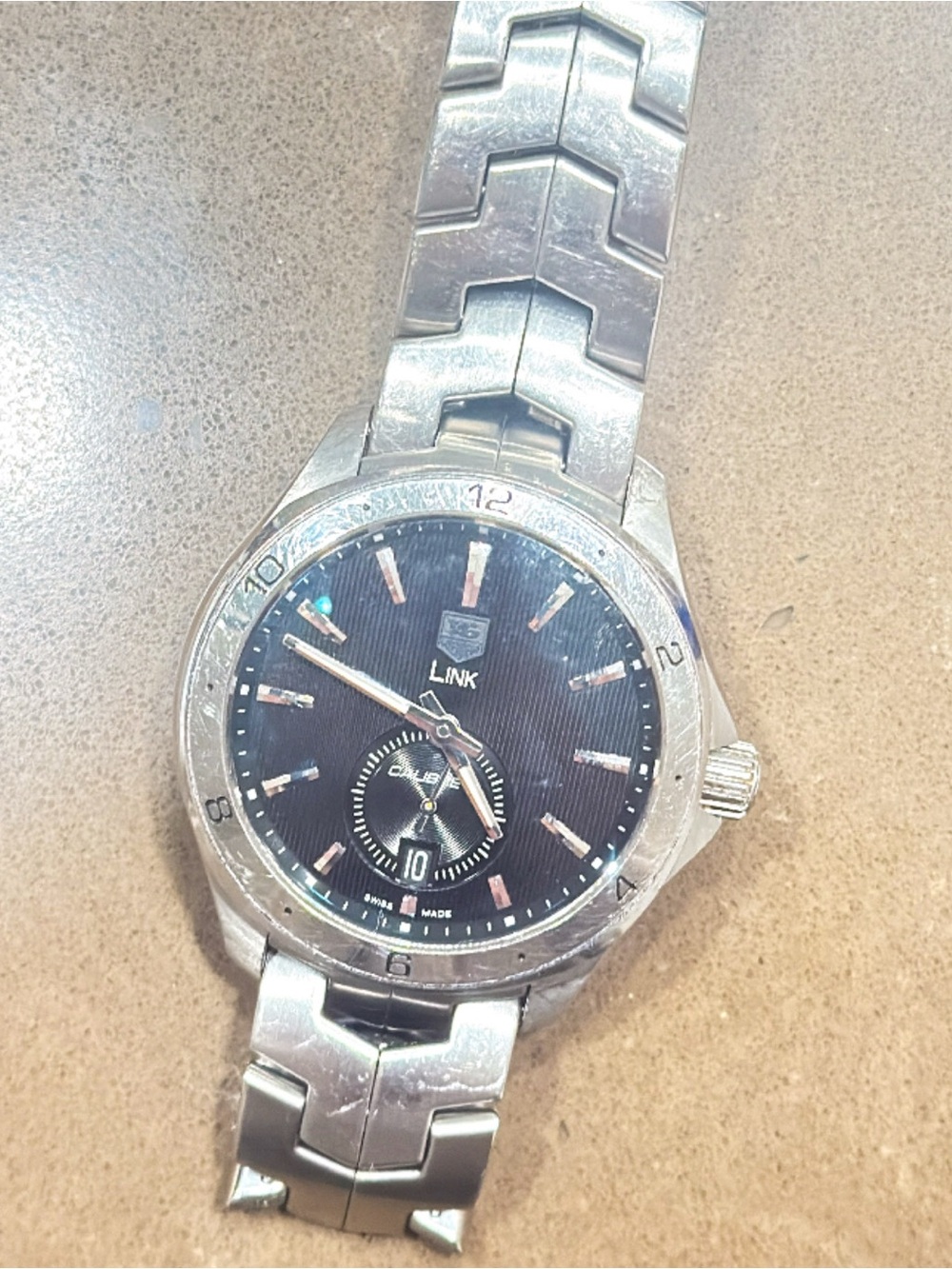 Tag Heuer Link Men's Silver Stainless Steel Watch with Black Dial